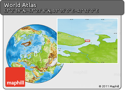 Physical Location Map of the Area around 67° 12' 43" N, 41° 43' 30" E
