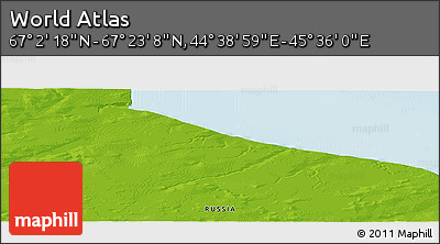 Physical Panoramic Map of the Area around 67° 12' 43" N, 45° 7' 30" E