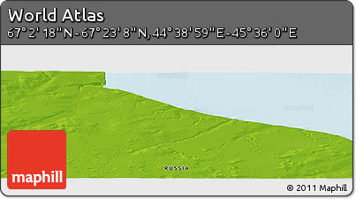 Physical Panoramic Map of the Area around 67° 12' 43" N, 45° 7' 30" E