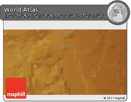 Physical 3D Map of the Area around 67° 12' 43" N, 47° 31' 29" W