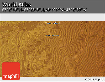 Physical 3D Map of the Area around 67° 12' 43" N, 47° 31' 29" W