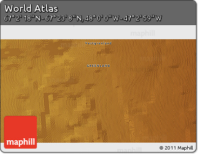 Physical 3D Map of the Area around 67° 12' 43" N, 47° 31' 29" W