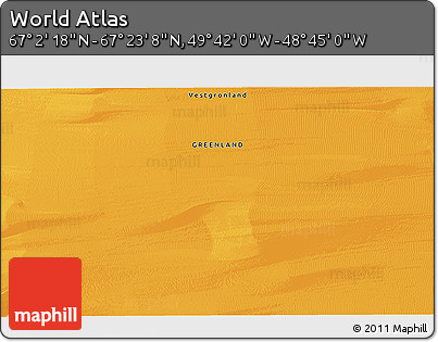 Political 3D Map of the Area around 67° 12' 43" N, 49° 13' 30" W