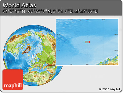 Physical Location Map of the Area around 67° 12' 43" N, 4° 19' 30" E