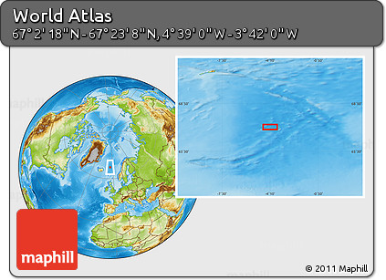 Physical Location Map of the Area around 67° 12' 43" N, 4° 10' 30" W