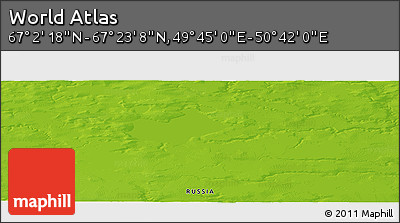Physical Panoramic Map of the Area around 67° 12' 43" N, 50° 13' 30" E