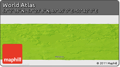 Physical Panoramic Map of the Area around 67° 12' 43" N, 50° 13' 30" E