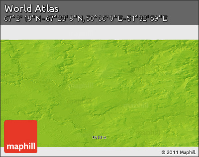 Physical 3D Map of the Area around 67° 12' 43" N, 51° 4' 30" E