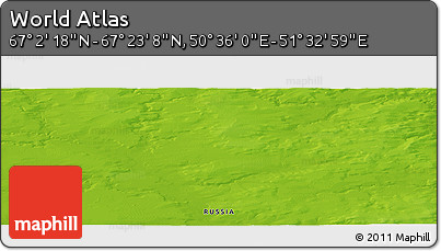 Physical Panoramic Map of the Area around 67° 12' 43" N, 51° 4' 30" E