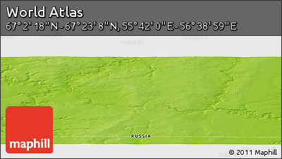 Physical Panoramic Map of the Area around 67° 12' 43" N, 56° 10' 29" E