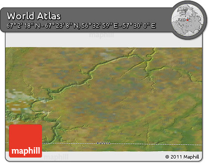 Satellite 3D Map of the Area around 67° 12' 43" N, 57° 1' 29" E
