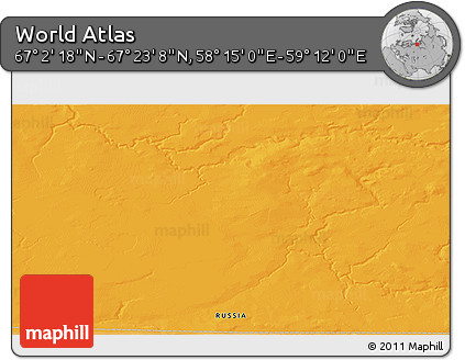 Political 3D Map of the Area around 67° 12' 43" N, 58° 43' 30" E