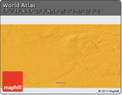 Political 3D Map of the Area around 67° 12' 43" N, 58° 43' 30" E