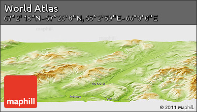 Physical Panoramic Map of the Area around 67° 12' 43" N, 65° 31' 30" E