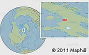Savanna Style Location Map of the area around 67° 12' 43" N, 72° 10' 30" W, hill shading