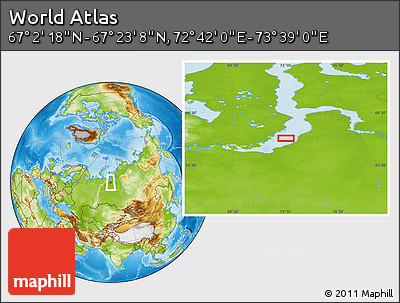 Physical Location Map of the Area around 67° 12' 43" N, 73° 10' 30" E