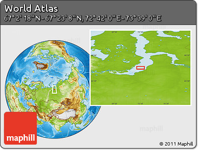 Physical Location Map of the Area around 67° 12' 43" N, 73° 10' 30" E