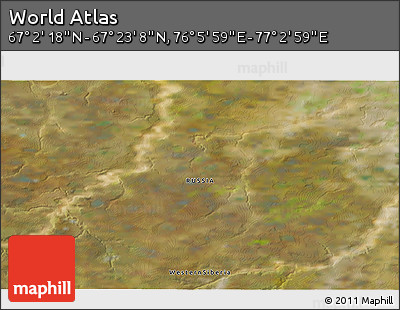 Satellite 3D Map of the Area around 67° 12' 43" N, 76° 34' 29" E