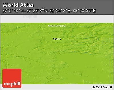 Physical 3D Map of the Area around 67° 12' 43" N, 83° 22' 30" E