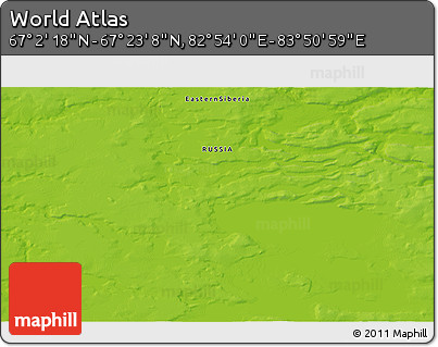 Physical 3D Map of the Area around 67° 12' 43" N, 83° 22' 30" E