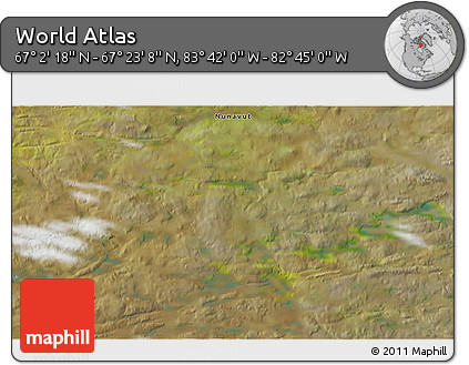 Satellite 3D Map of the Area around 67° 12' 43" N, 83° 13' 29" W