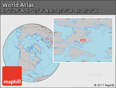 Gray Location Map of the Area around 67° 12' 43" N, 83° 13' 29" W