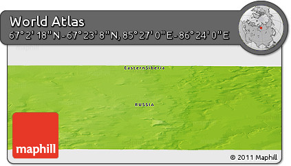 Physical Panoramic Map of the Area around 67° 12' 43" N, 85° 55' 30" E