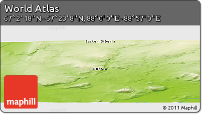 Physical Panoramic Map of the Area around 67° 12' 43" N, 88° 28' 29" E