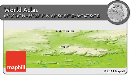 Physical Panoramic Map of the Area around 67° 12' 43" N, 89° 19' 29" E