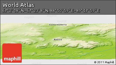 Physical Panoramic Map of the Area around 67° 12' 43" N, 89° 19' 29" E