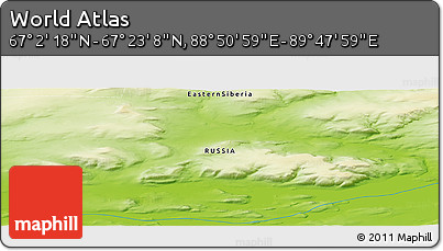 Physical Panoramic Map of the Area around 67° 12' 43" N, 89° 19' 29" E