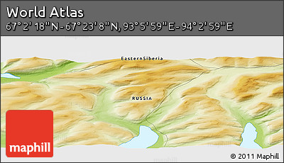 Physical Panoramic Map of the Area around 67° 12' 43" N, 93° 34' 29" E