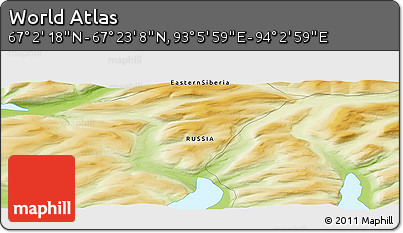 Physical Panoramic Map of the Area around 67° 12' 43" N, 93° 34' 29" E