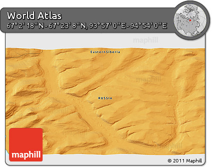 Political 3D Map of the Area around 67° 12' 43" N, 94° 25' 30" E