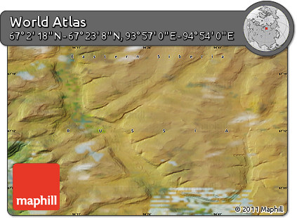 Satellite Map of the Area around 67° 12' 43" N, 94° 25' 30" E