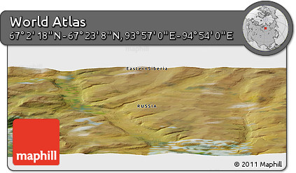 Satellite Panoramic Map of the Area around 67° 12' 43" N, 94° 25' 30" E