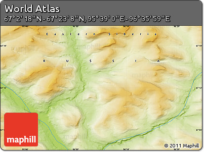 Physical Map of the Area around 67° 12' 43" N, 96° 7' 30" E
