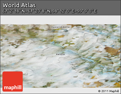 Satellite 3D Map of the Area around 67° 12' 43" N, 98° 40' 30" E