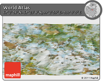 Satellite 3D Map of the Area around 67° 12' 43" N, 99° 31' 30" E
