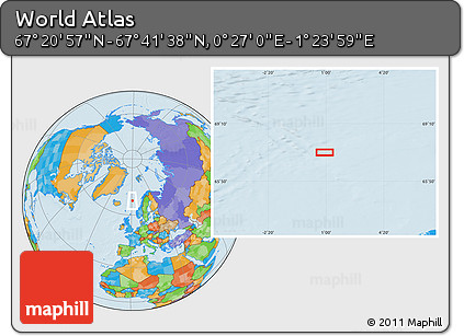 Political Location Map of the Area around 67° 31' 18" N, 0° 55' 29" E