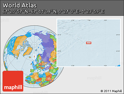 Political Location Map of the Area around 67° 31' 18" N, 0° 55' 29" E