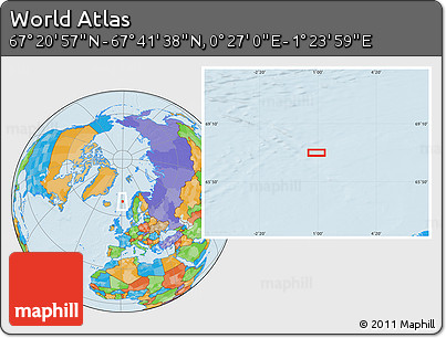Political Location Map of the Area around 67° 31' 18" N, 0° 55' 29" E