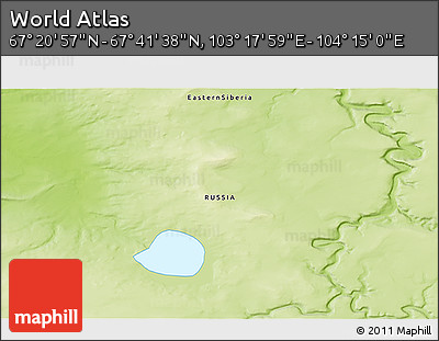 Physical 3D Map of the Area around 67° 31' 18" N, 103° 46' 30" E