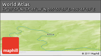 Physical Panoramic Map of the Area around 67° 31' 18" N, 106° 19' 29" E