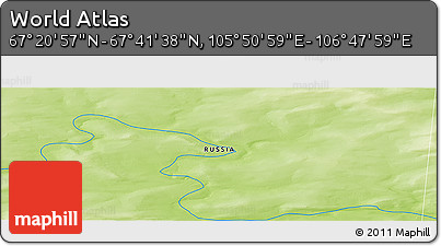 Physical Panoramic Map of the Area around 67° 31' 18" N, 106° 19' 29" E