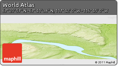 Physical Panoramic Map of the Area around 67° 31' 18" N, 117° 13' 29" W