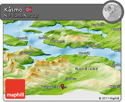 Physical Panoramic Map of Kåsmo
