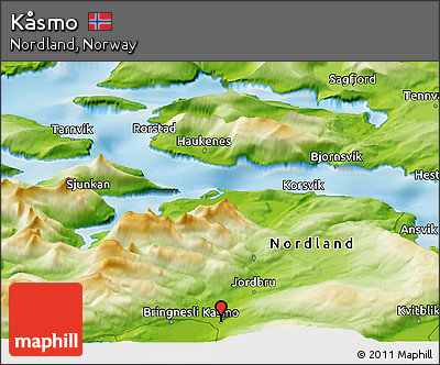 Physical Panoramic Map of Kåsmo