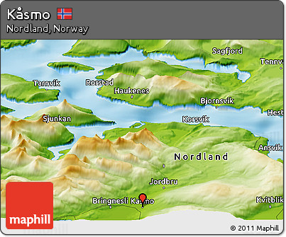 Physical Panoramic Map of Kåsmo