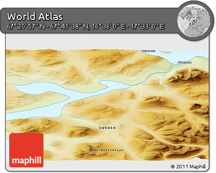 Physical 3D Map of the Area around 67° 31' 18" N, 17° 4' 30" E